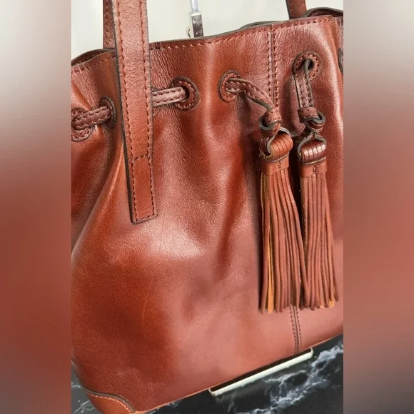 Patricia Nash Leather Drawstring Witney Large Bag Distressed Tan AUTHENTIC NWT - Picture 10 of 11